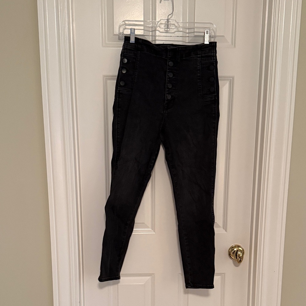 J Brand Black High-Rise Button Jeans